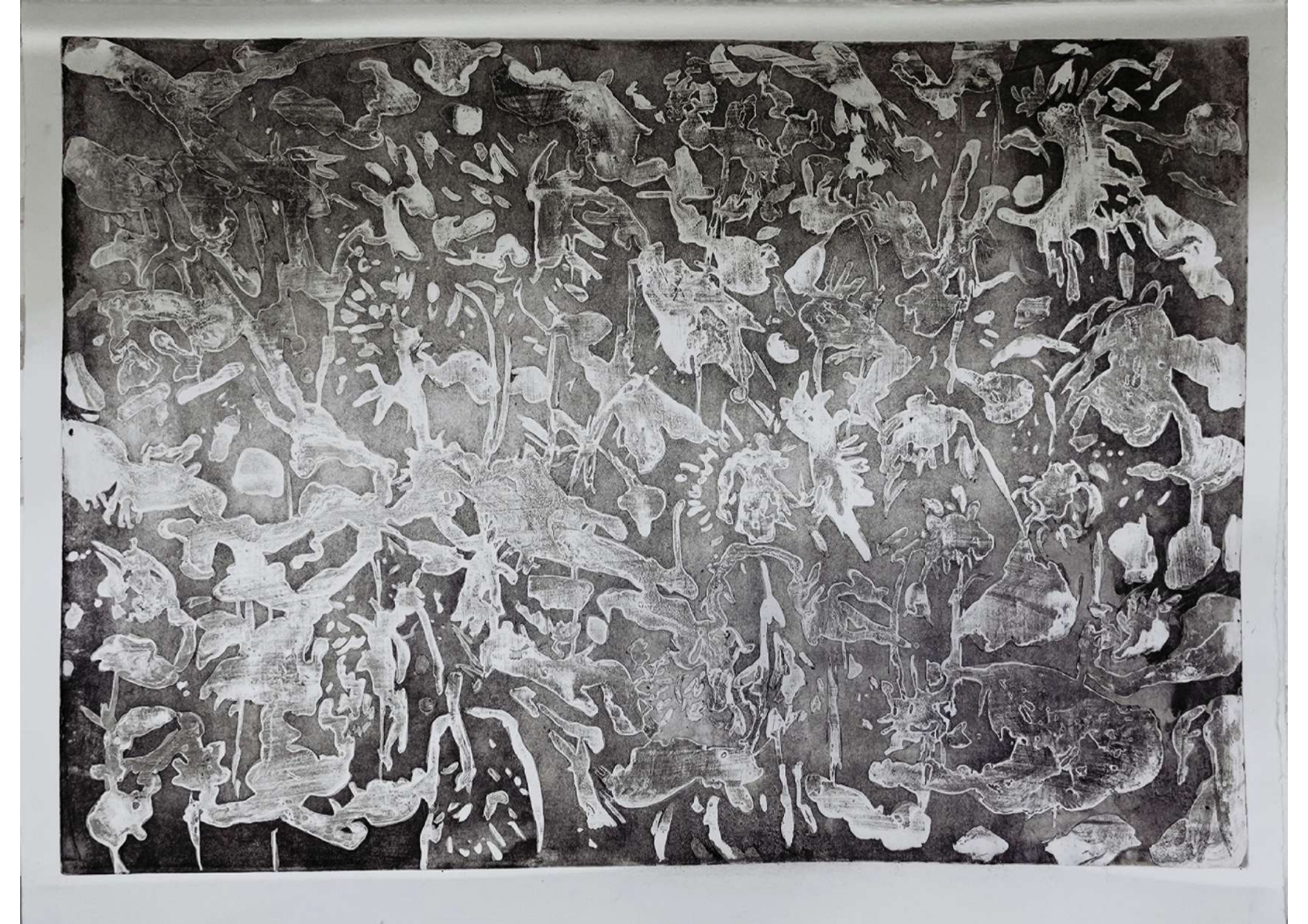 gravure sur métal technique au savon realiser avec un chardon séché